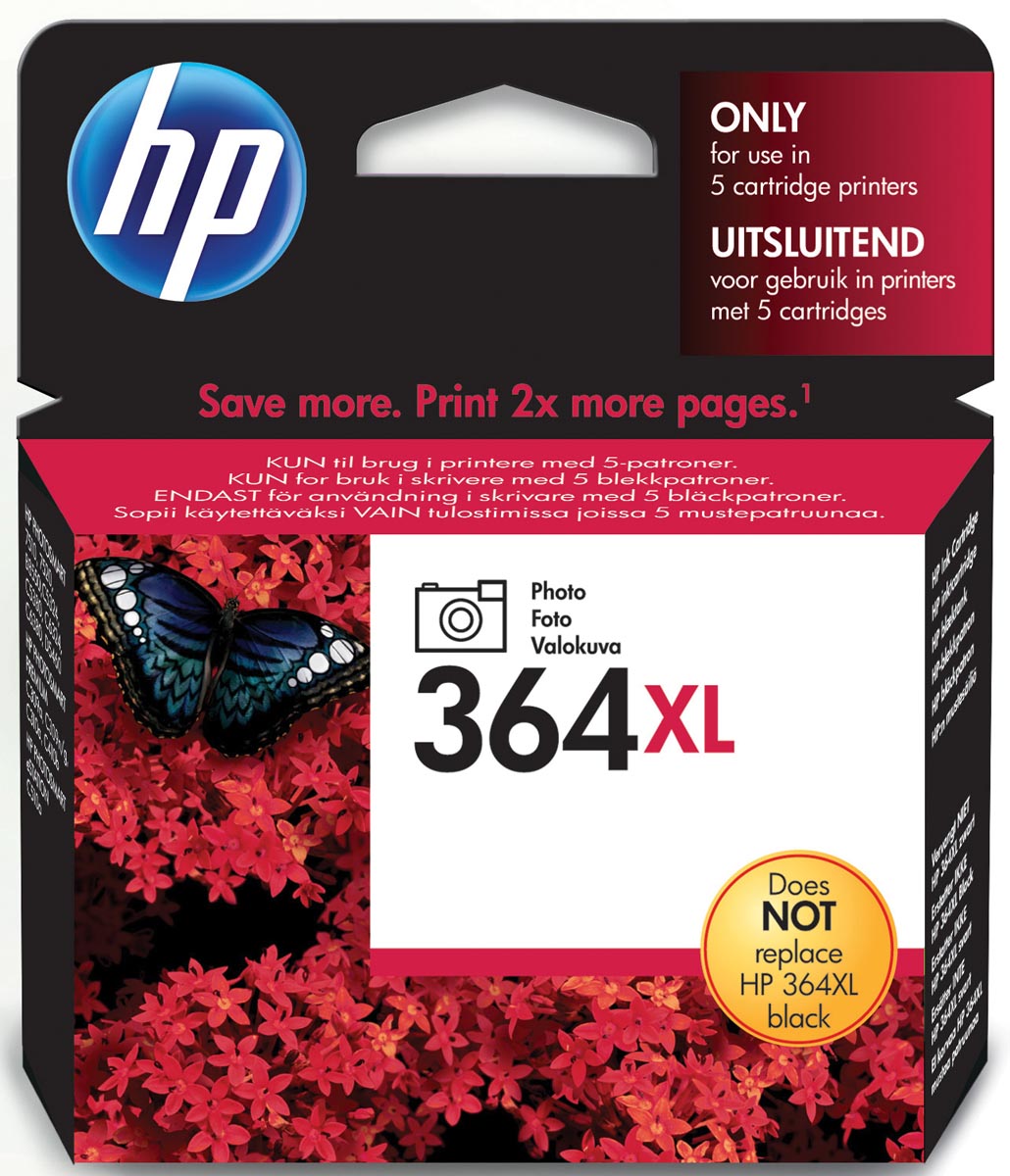 HP inktcartridge 364XL, 290 foto's, OEM CB322EE, zwart foto