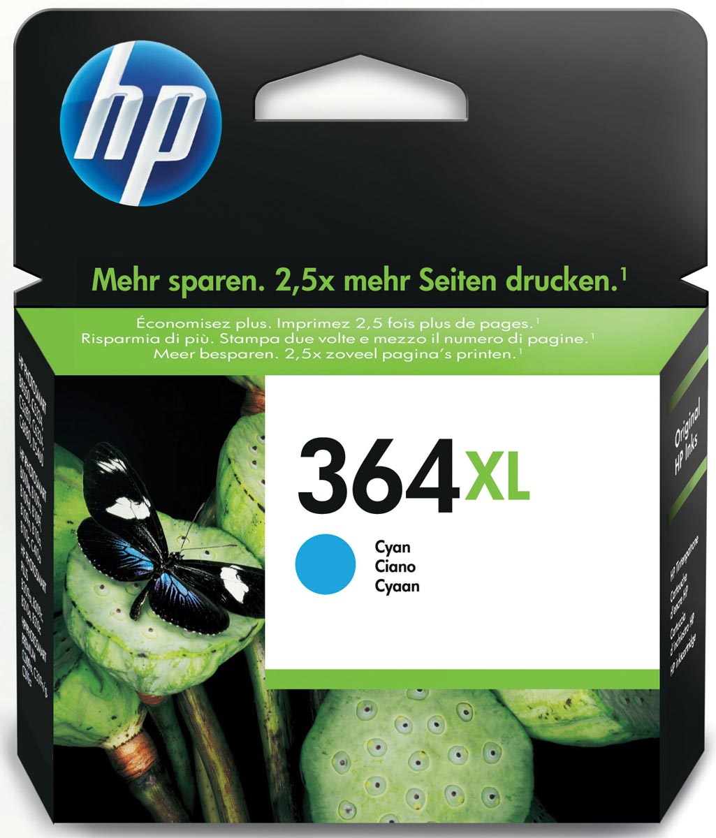 HP inktcartridge 364XL, 750 pagina's, OEM CB323EE, cyaan