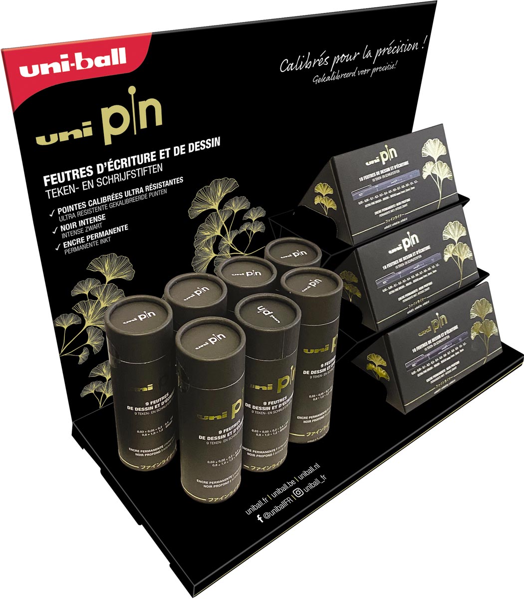 Uni Pin fineliner, zwart, display van 117 stuks