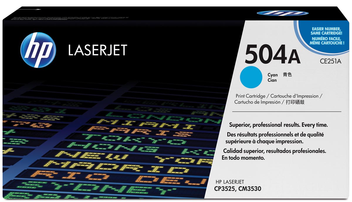 HP toner 504A, 7 000 pagina's, OEM CE251A, cyaan