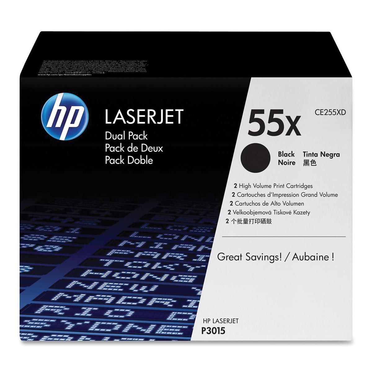 HP toner 55X, 12 500 pagina's, OEM CE255XD, zwart, duopack HP toner 55X, 12 500 pagina's, OEM CE255XD, zwart, duopack