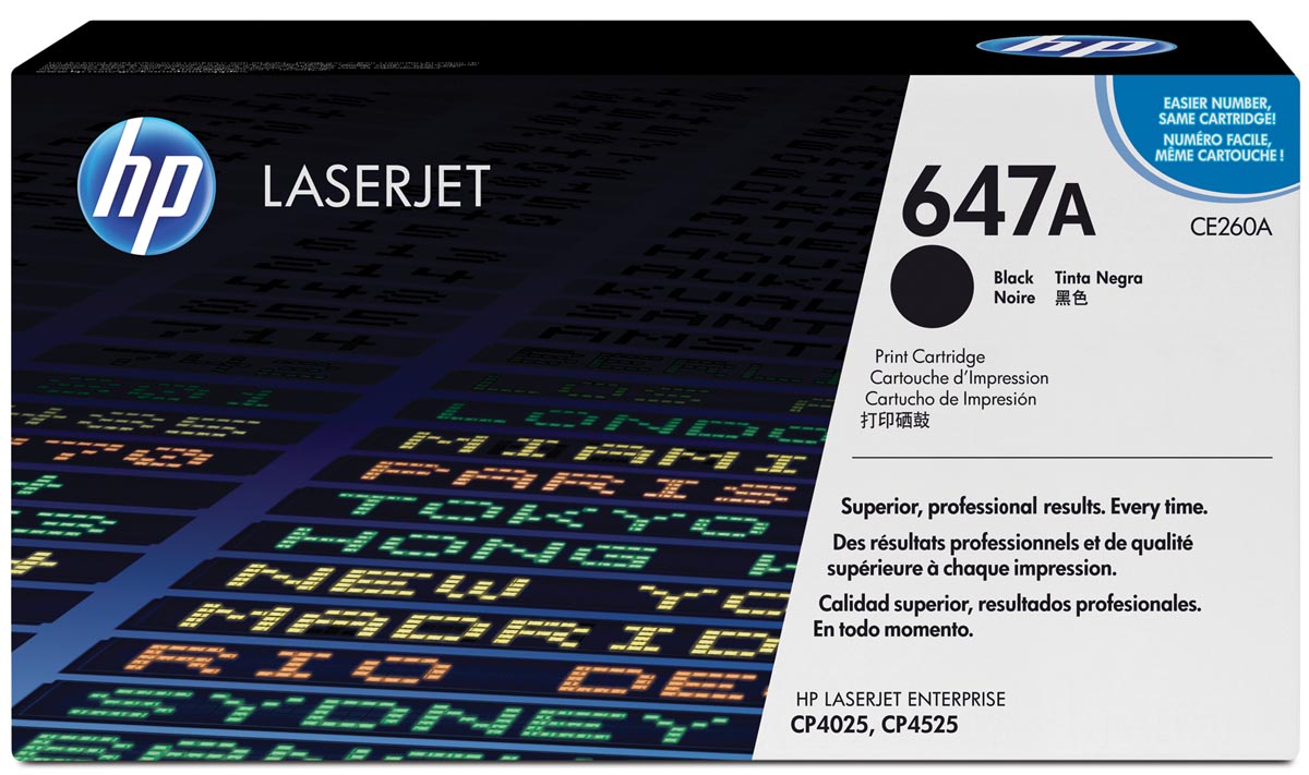 HP toner 647A, 8 500 pagina&apos;s, OEM CE260A, zwart afbeelding