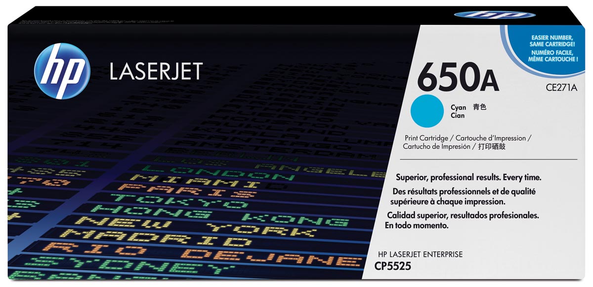 HP toner 650A, 15 000 pagina's, OEM CE271A, cyaan
