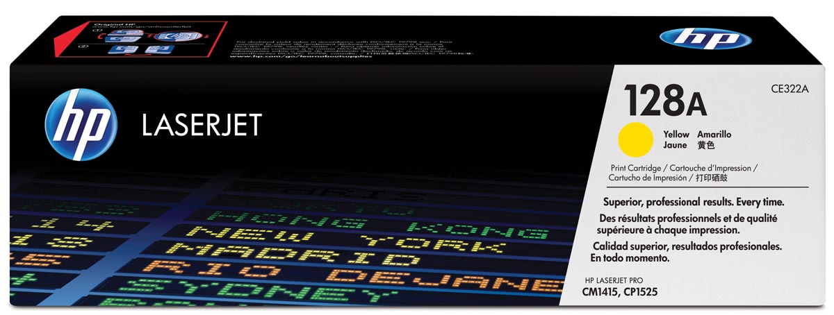 HP toner 128A, 1 300 pagina&apos;s, OEM CE322A, geel afbeelding