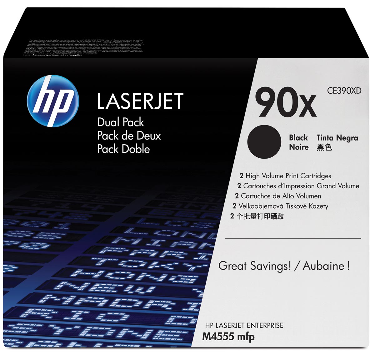 HP toner 90X, 24 000 pagina's, OEM CE390XD, zwart, duopack