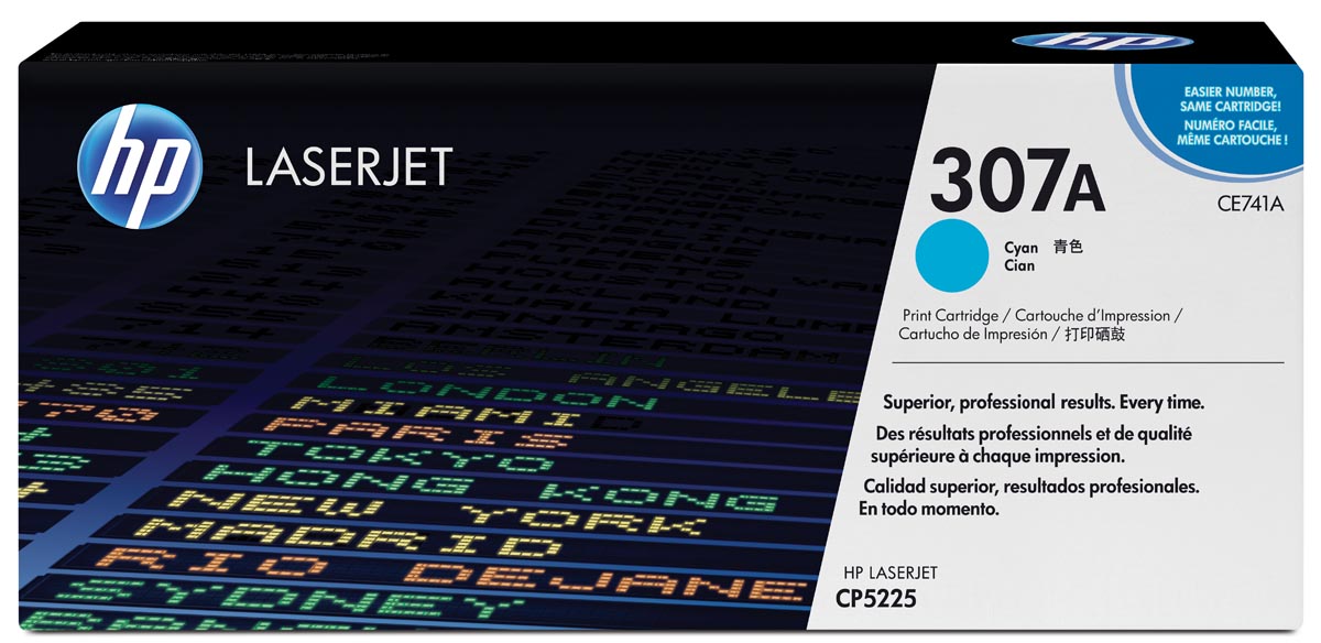 HP toner 307A, 7300 pagina&apos;s, OEM CE741A, cyaan afbeelding