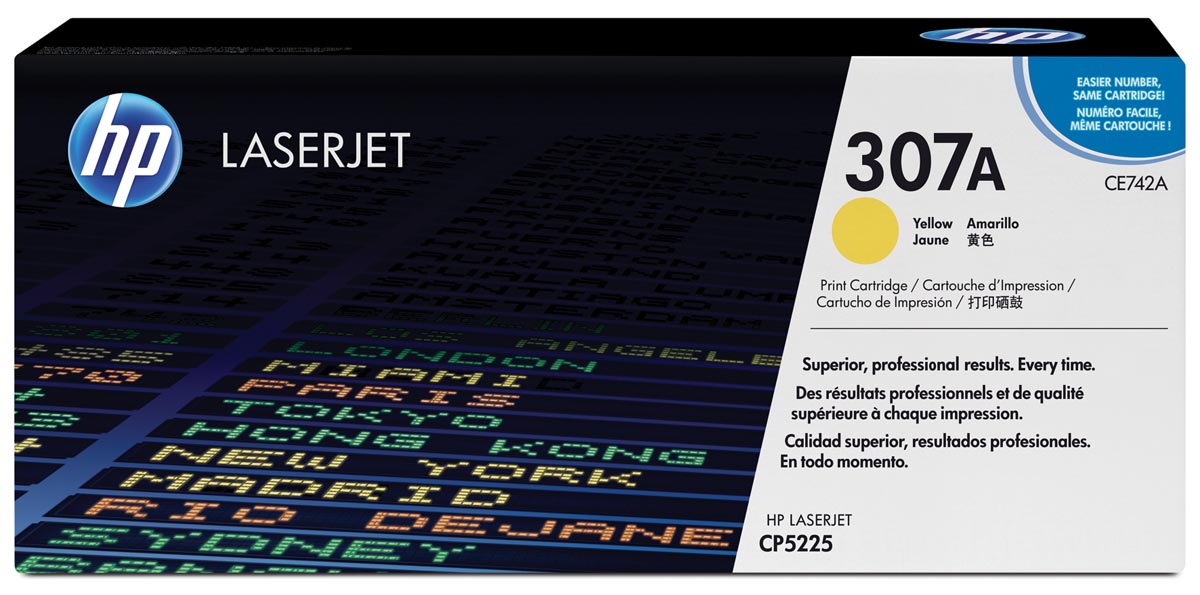 HP toner 307A, 7 300 pagina's, OEM CE742A, geel HP toner 307A, 7 300 pagina's, OEM CE742A, geel