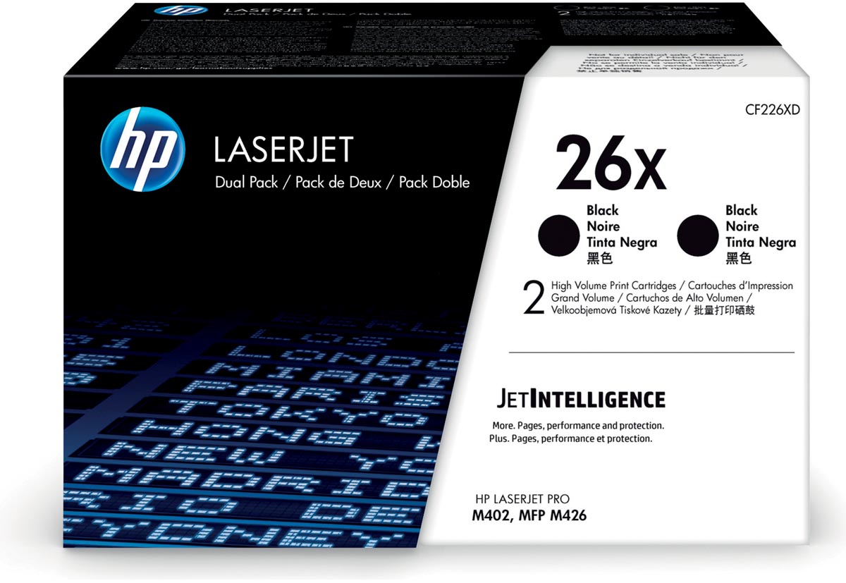 HP toner 26X, 9 000 pagina&apos;s, OEM CF226XD, zwart, duopack afbeelding
