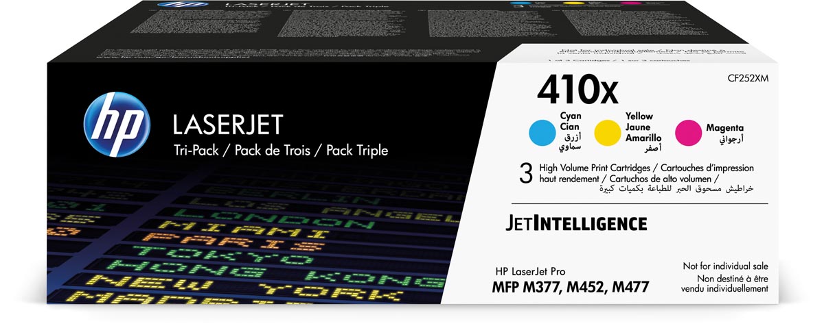 HP toner 410X, 5.000 pagina&apos;s, OEM CF252XM, cyaan, magenta en geel afbeelding