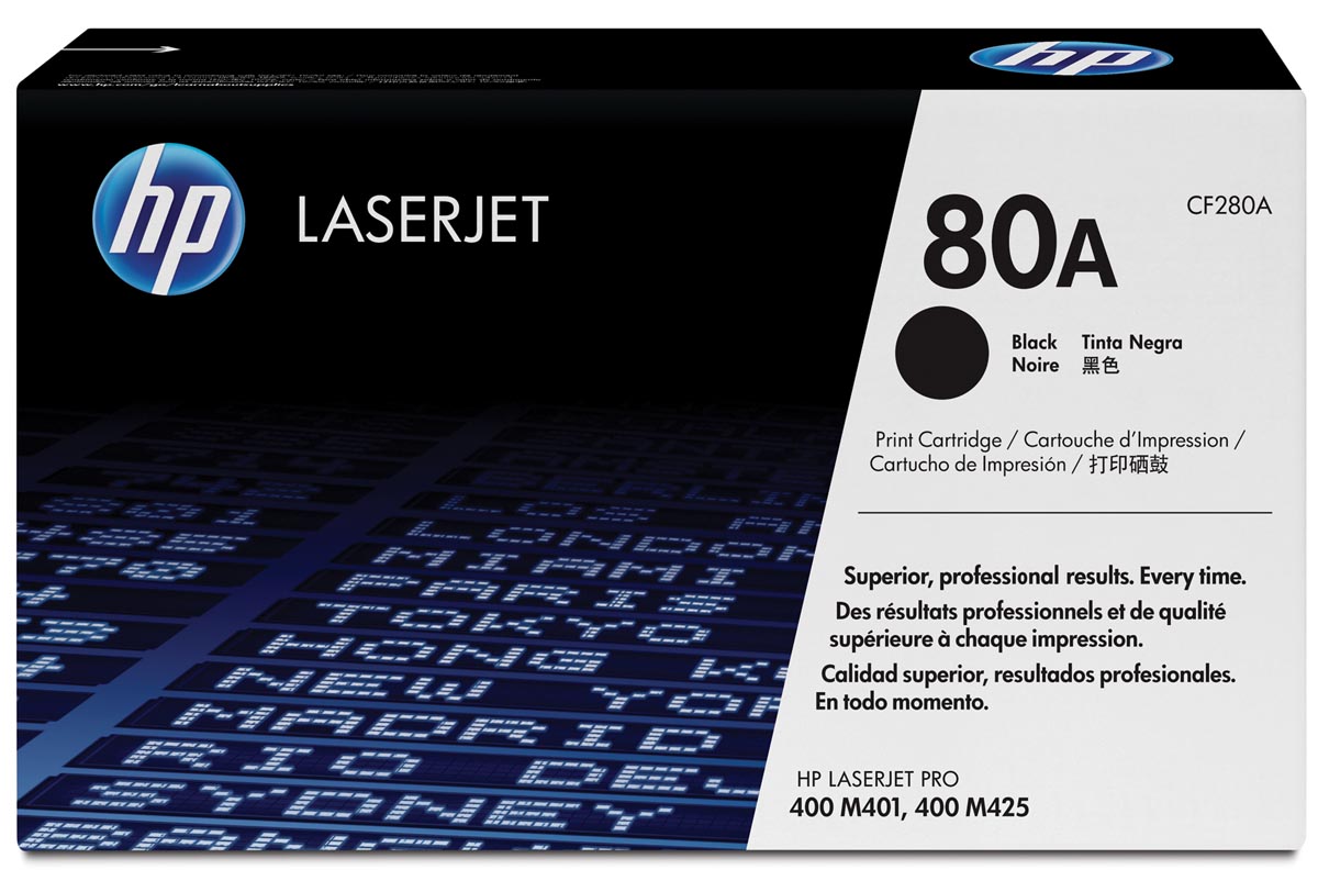 HP toner 80A, 2 700 pagina&apos;s, OEM CF280A, zwart afbeelding