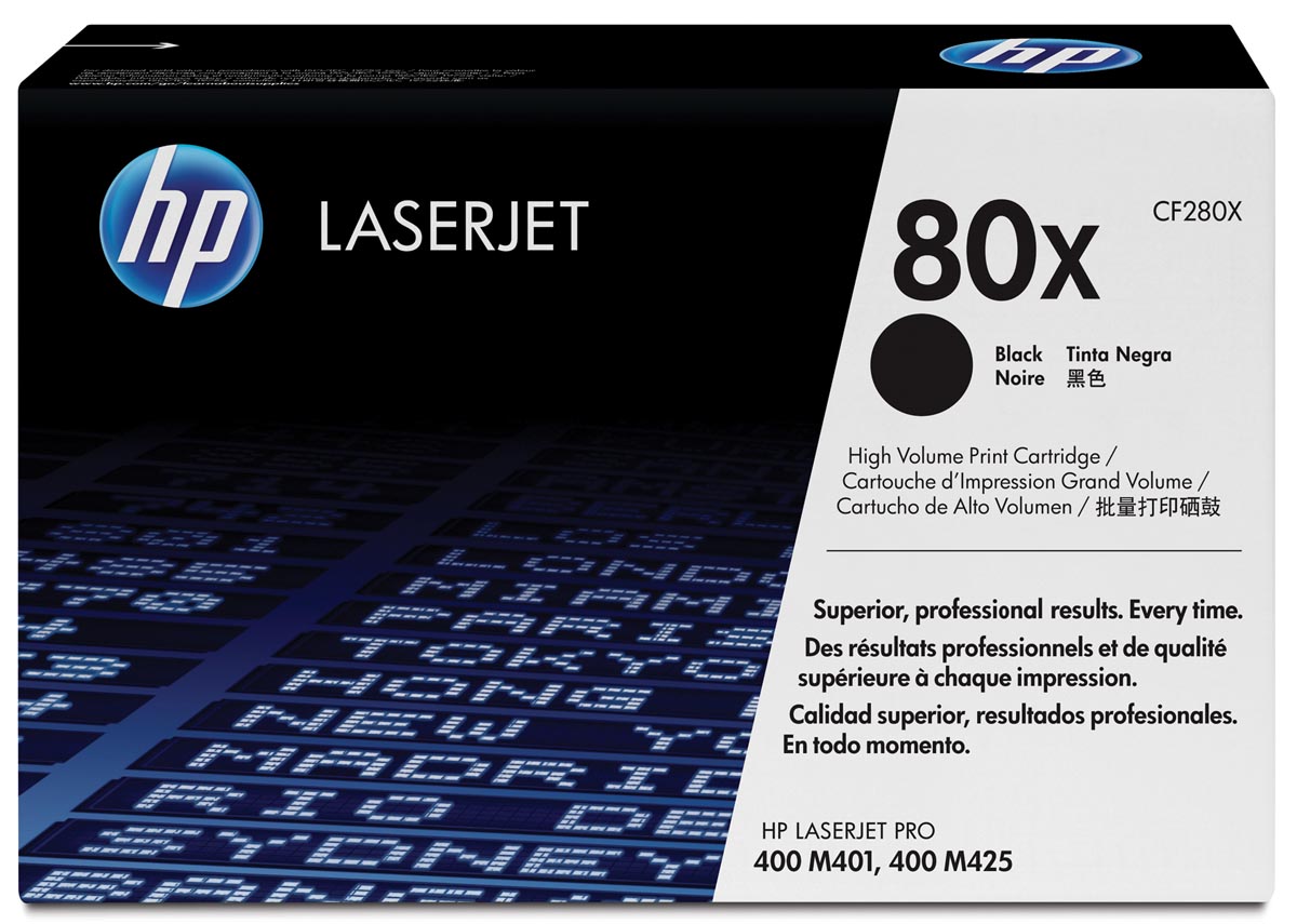 HP toner 80X, 6 900 pagina&apos;s, OEM CF280X, zwart afbeelding