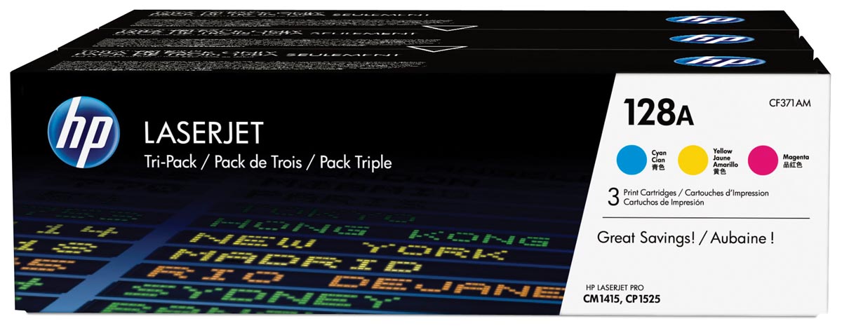 HP toner 128A, 1 300 pagina&apos;s, OEM CF371AM, 3 kleuren afbeelding