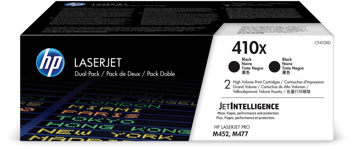 HP toner 410X, 6 500 pagina&apos;s, OEM CF410XD, zwart, pak van 2 stuks afbeelding