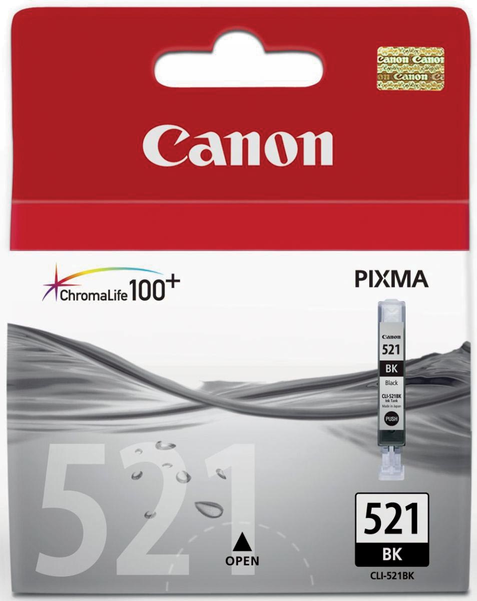 Canon inktcartridge CLI-521BK, 1.250 pagina's, OEM 2933B001, foto zwart Canon inktcartridge CLI-521BK, 1.250 pagina's, OEM 2933B001, foto zwart