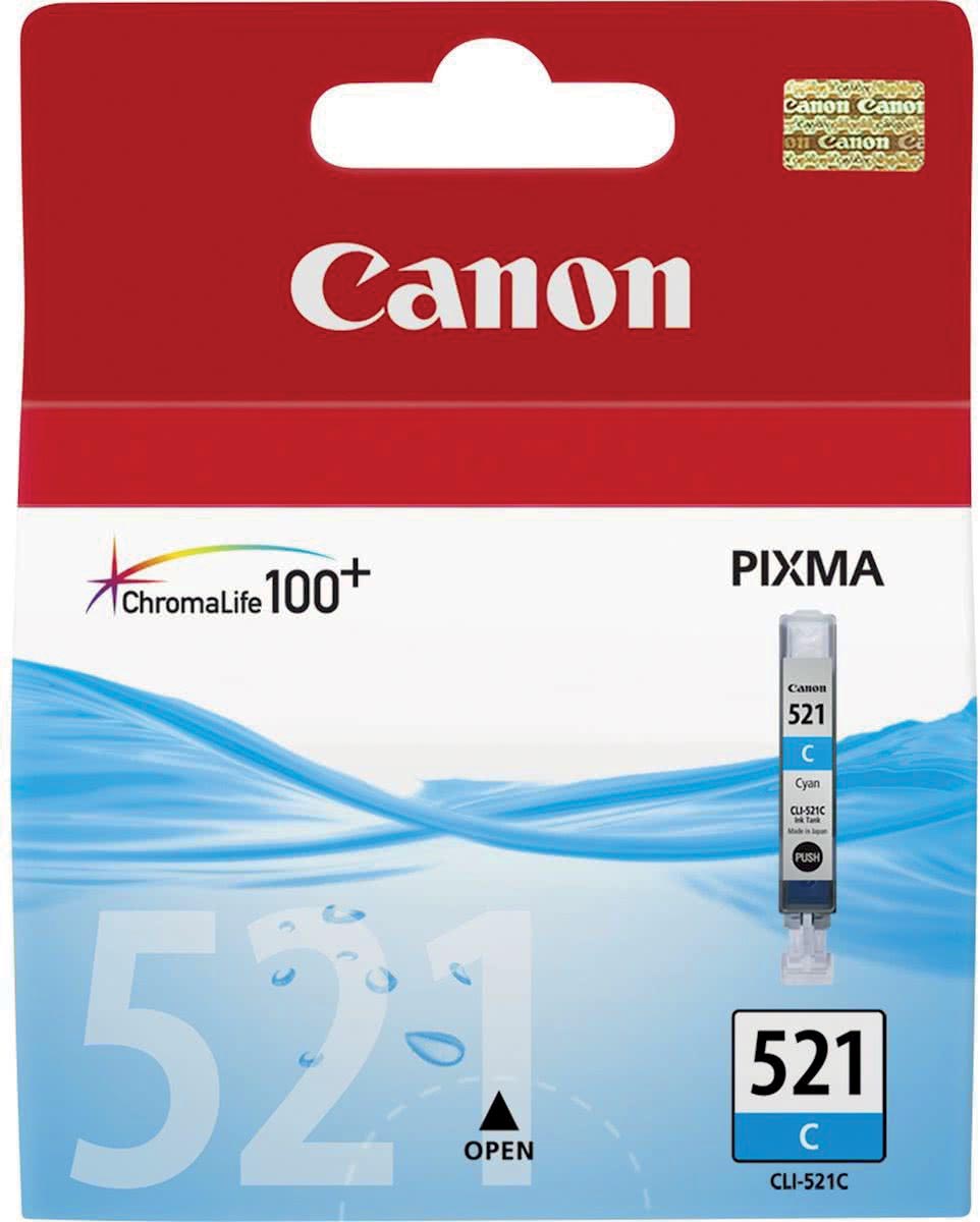 Canon inktcartridge CLI-521C, 448 pagina&apos;s, OEM 2934B001, cyaan afbeelding