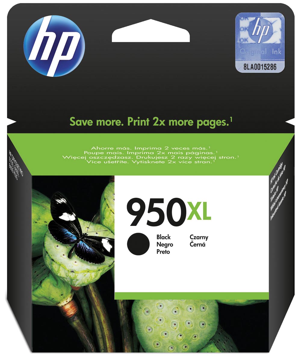HP inktcartridge 950XL, 2.300 pagina's, OEM CN045AE 301, zwart, met beveiligingssysteem