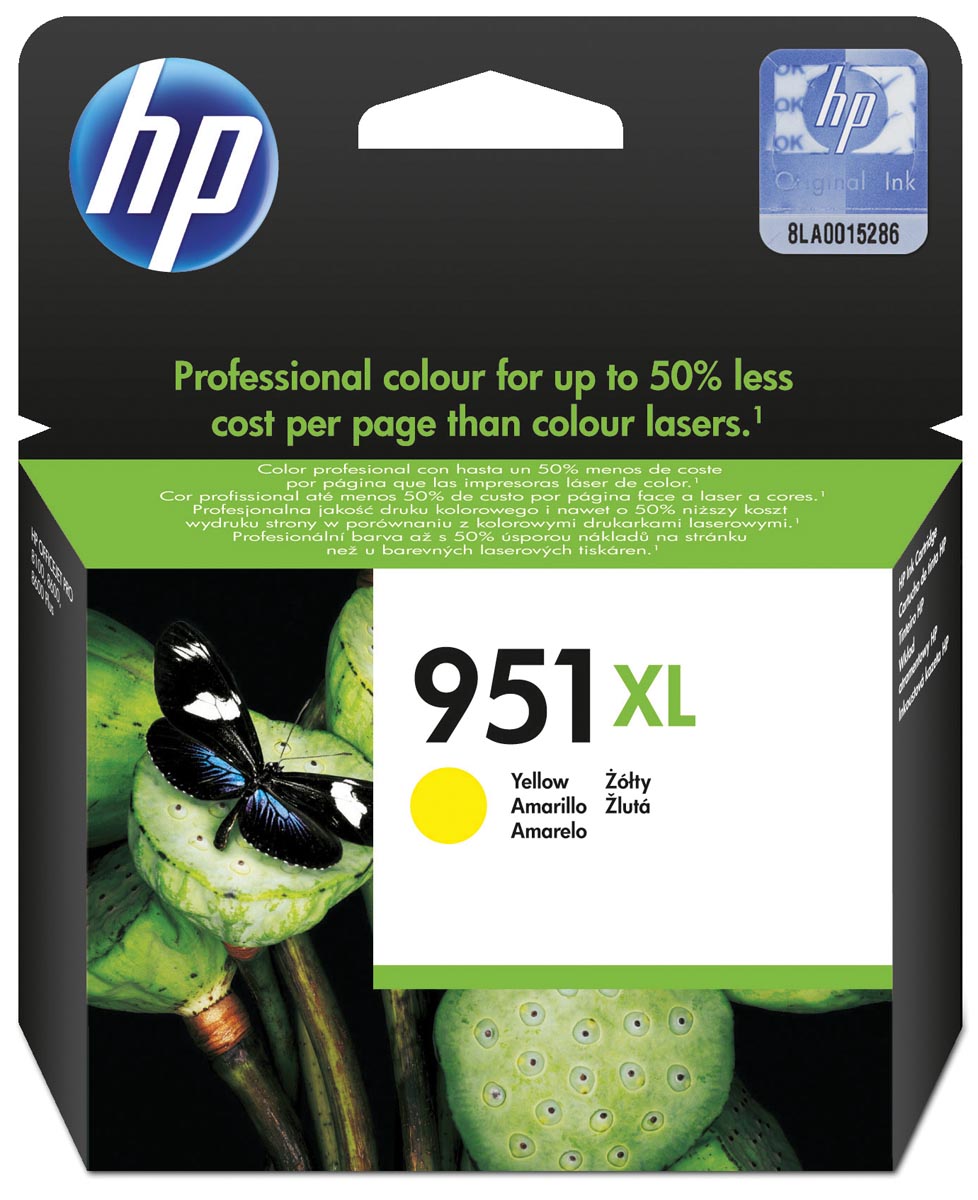 HP inktcartridge 951XL, 1.500 pagina's, OEM CN048AE 301, geel, met beveiligingssysteem