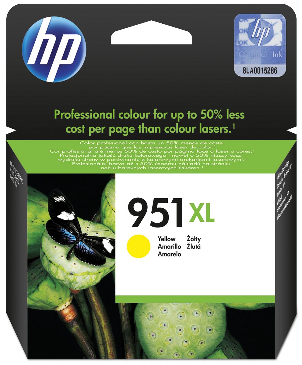 HP inktcartridge 951XL, 1.500 pagina's, OEM CN048AE, geel HP inktcartridge 951XL, 1.500 pagina's, OEM CN048AE, geel