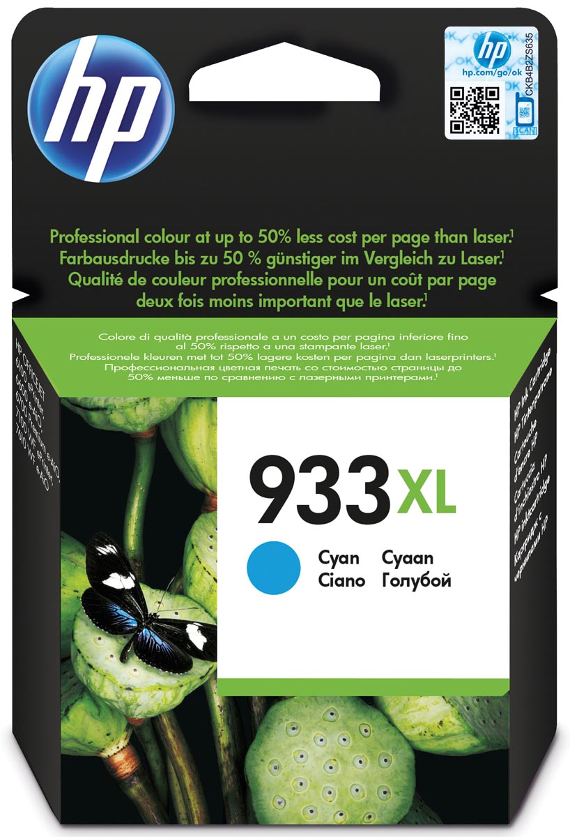 HP inktcartridge 933XL, 825 pagina's, OEM CN054AE, cyaan HP inktcartridge 933XL, 825 pagina's, OEM CN054AE, cyaan