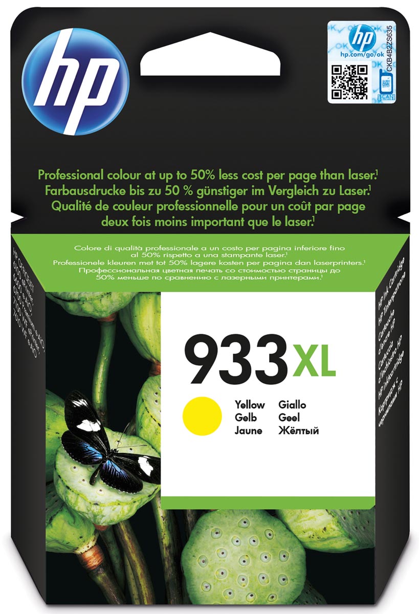 HP inktcartridge 933XL, 825 pagina&apos;s, OEM CN056AE, geel afbeelding