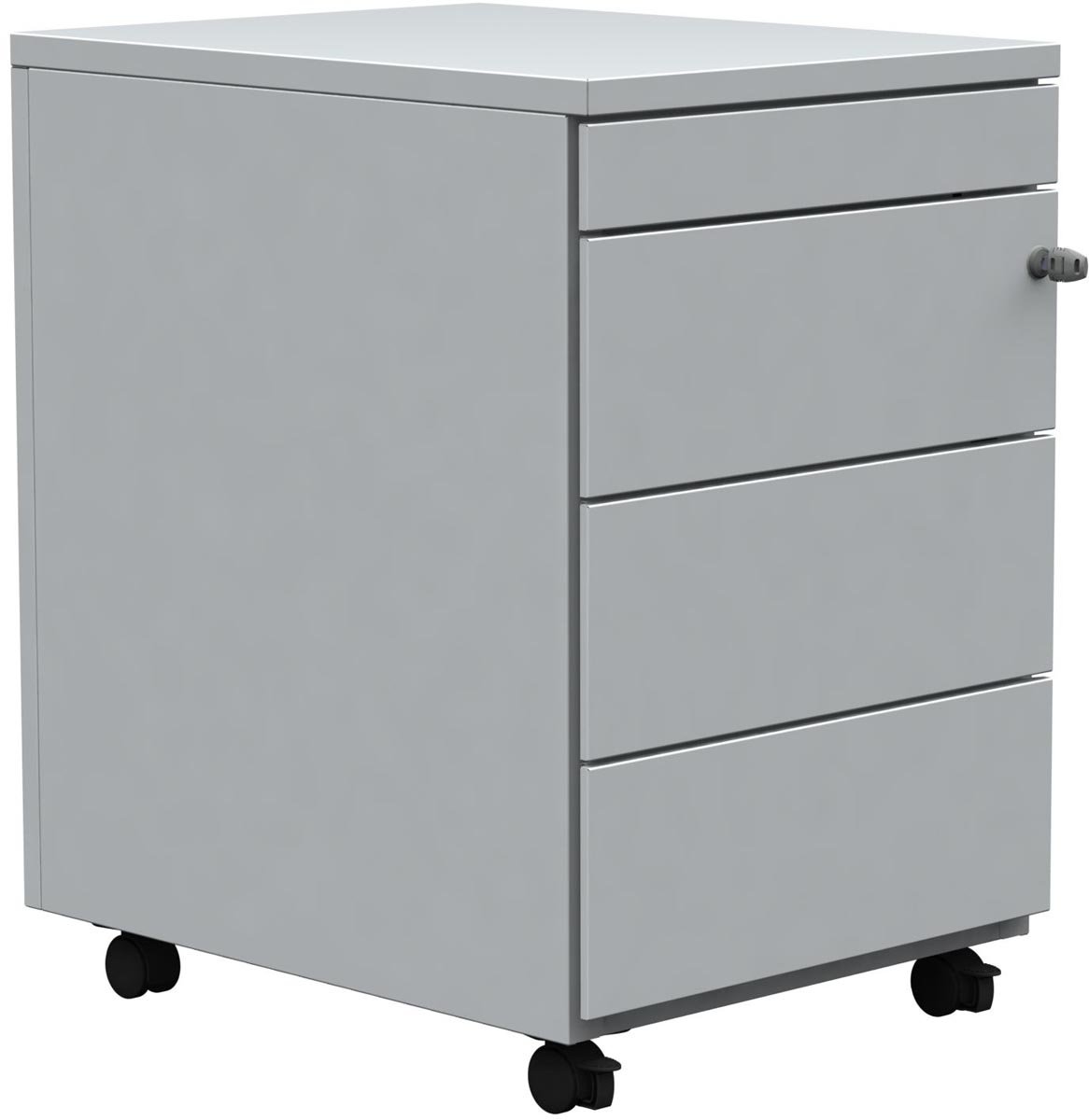 Mobiele ladenblok, 3 laden + pennenlade, aluminium afbeelding