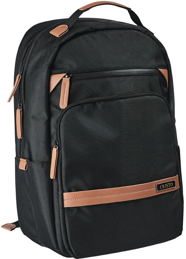 Cristo Recycled laptoprugzak voor 15,6 inch laptops, uit gerecycleerde PET, zwart