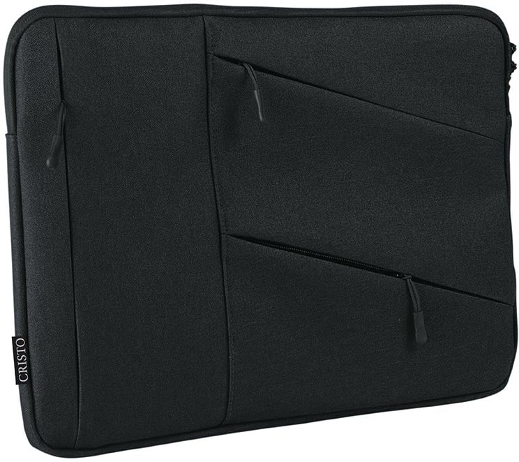 Cristo Portable sleeve voor 17 inch laptops, met extra opbergvakken, zwart