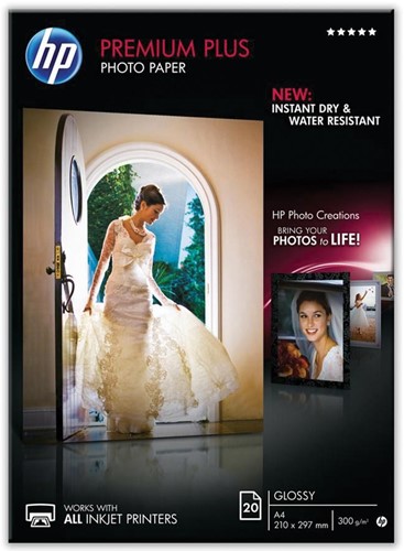 HP Premium Plus fotopapier ft A4, 300 g, pak van 20 vel, glanzend