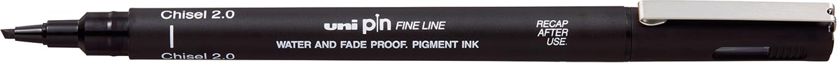 Uni Pin fineliner, schuine punt, 2,0 mm, zwart afbeelding