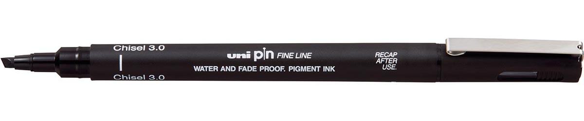 Uni Pin fineliner, 3,0 mm, schuine punt, zwart Uni Pin fineliner, 3,0 mm, schuine punt, zwart