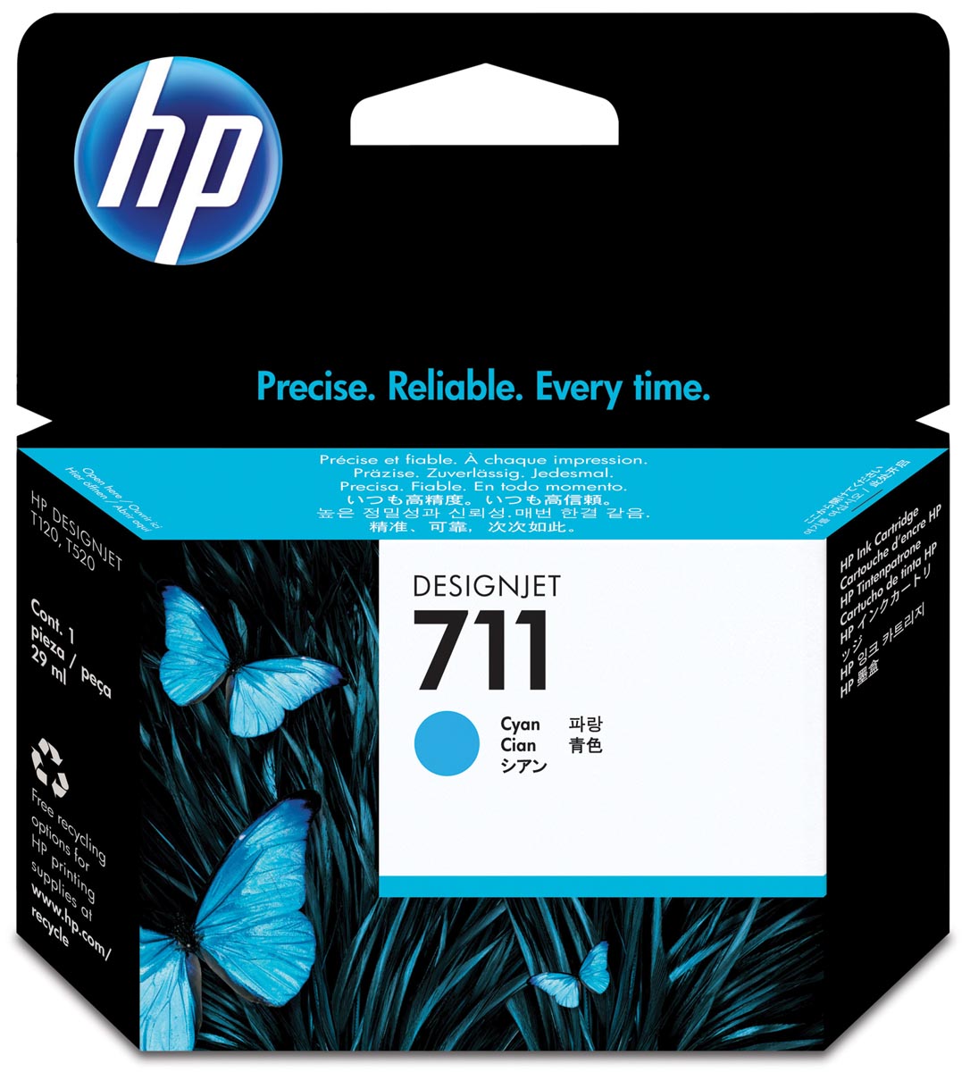 HP inktcartridge 711, 29 ml, OEM CZ130A, cyaan afbeelding