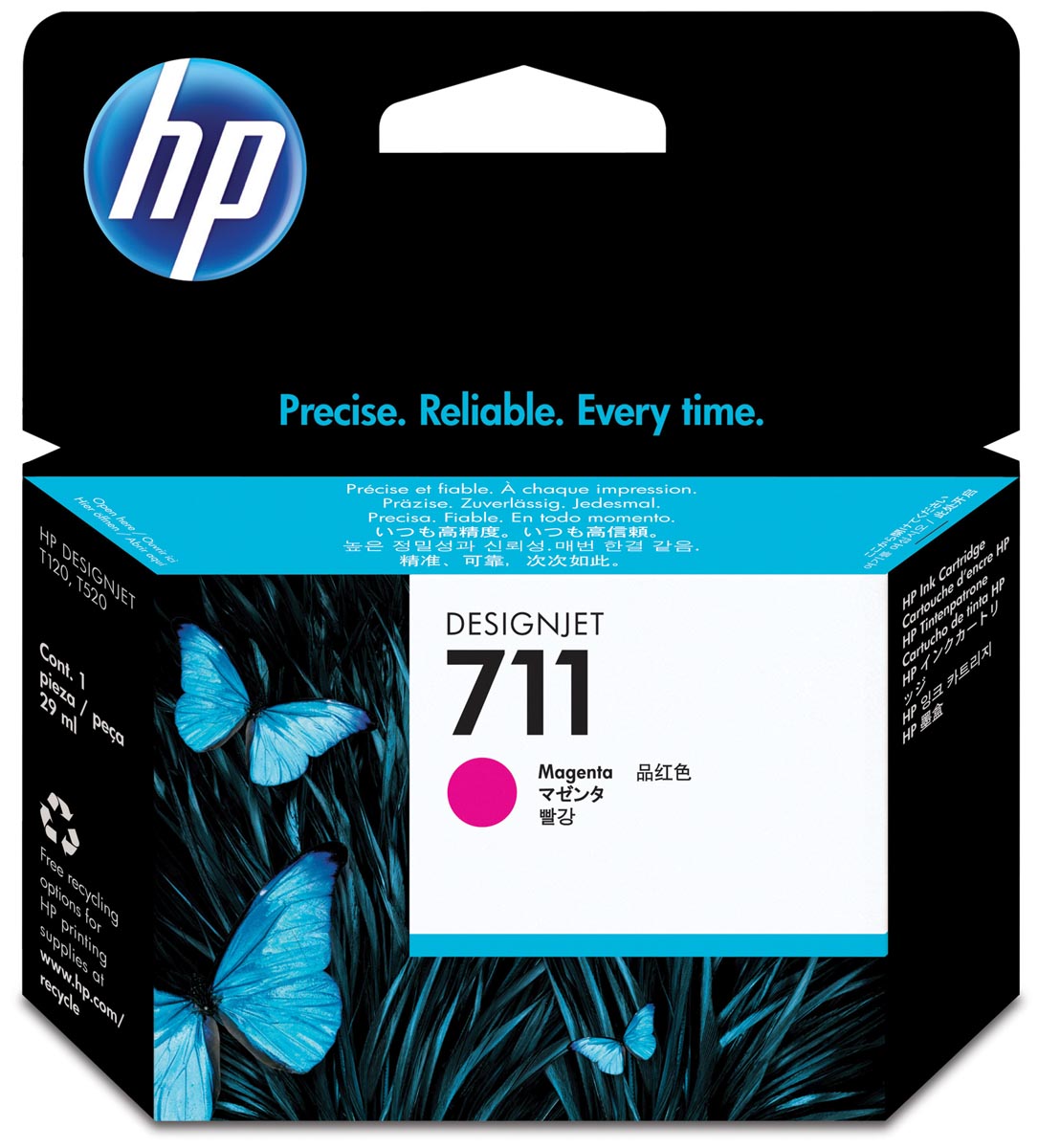 HP inktcartridge 711, 29 ml, OEM CZ131A, magenta HP inktcartridge 711, 29 ml, OEM CZ131A, magenta