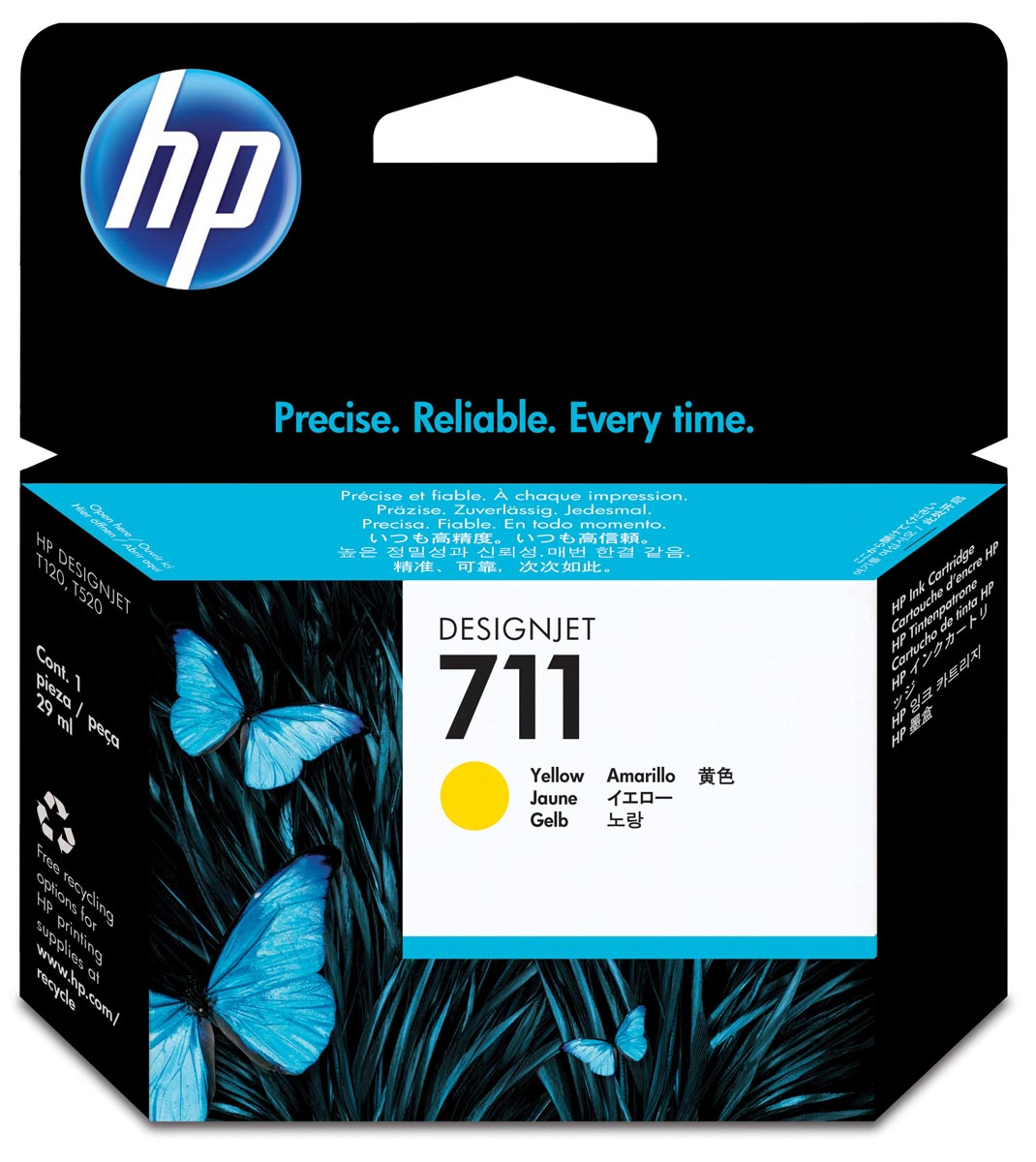 HP inktcartridge 711, 29 ml, OEM CZ132A, geel afbeelding