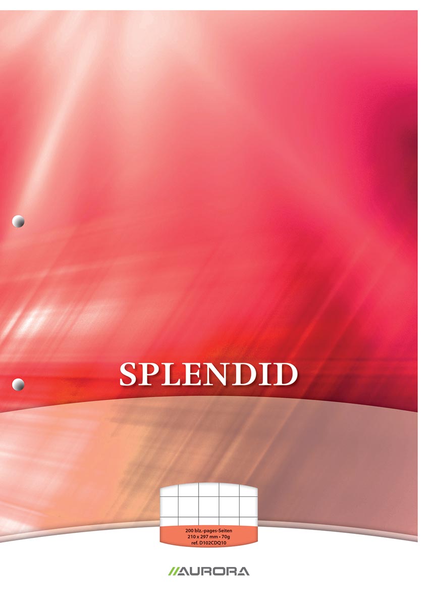 Aurora Splendid cursusblok, ft A4, 70 g/m², 2-gaatsperforatie, geruit 10 mm, 100 vel Aurora Splendid cursusblok, ft A4, 70 g/m², 2-gaatsperforatie, geruit 10 mm, 100 vel