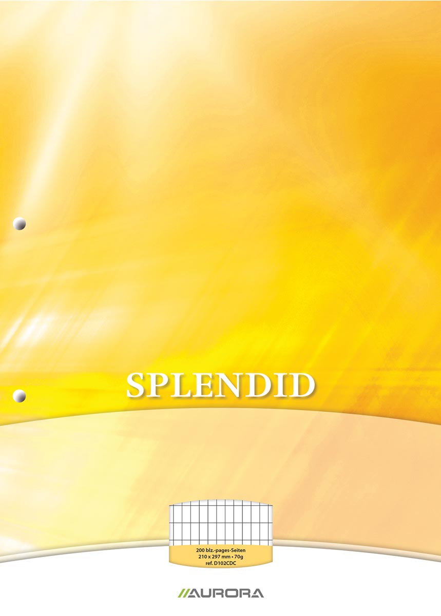 Aurora Splendid cursusblok, ft A4, 70 g/m², 2-gaatsperforatie, commercieel geruit, 100 vel Aurora Splendid cursusblok, ft A4, 70 g/m², 2-gaatsperforatie, commercieel geruit, 100 vel