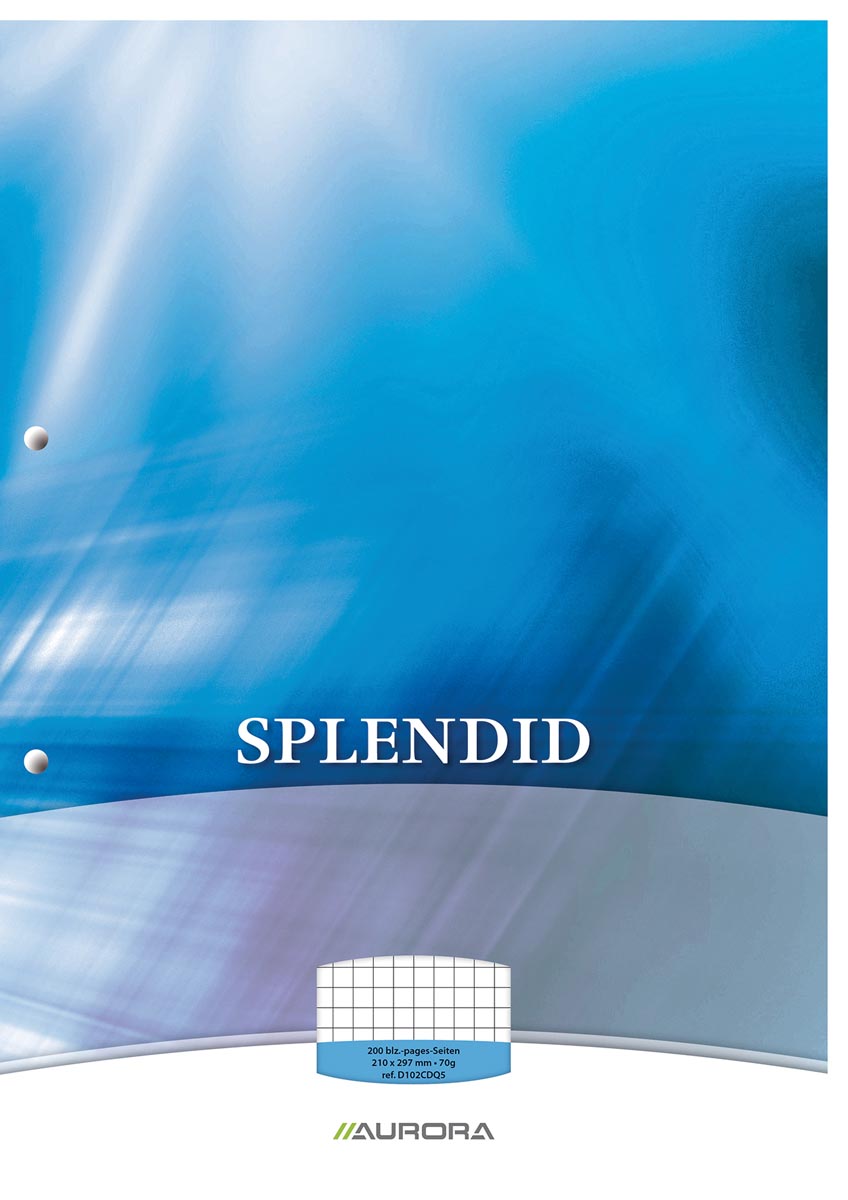 Aurora Splendid cursusblok, ft A4, 70 g/m², 2-gaatsperforatie, geruit 5 mm, 100 vel Aurora Splendid cursusblok, ft A4, 70 g/m², 2-gaatsperforatie, geruit 5 mm, 100 vel