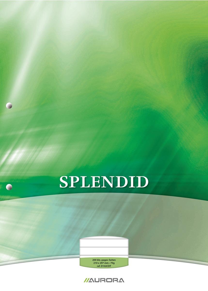 Aurora Splendid cursusblok, ft A4, 70 g/m², 2-gaatsperforatie, gelijnd, 100 vel Aurora Splendid cursusblok, ft A4, 70 g/m², 2-gaatsperforatie, gelijnd, 100 vel