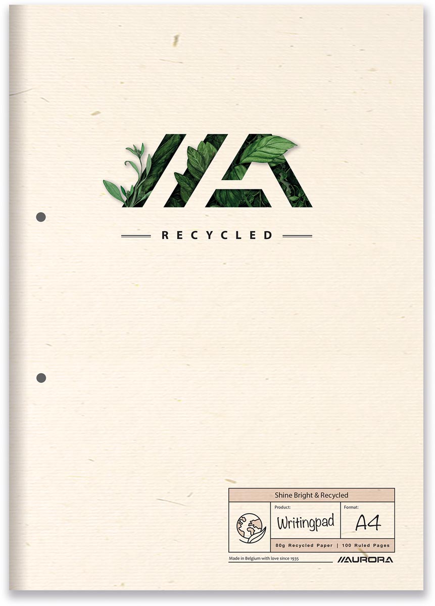 Aurora Shine Bright & Recycled cursusblok, ft A4, gelijnd Aurora Shine Bright & Recycled cursusblok, ft A4, gelijnd