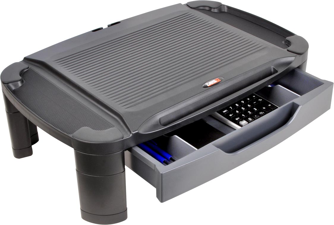 Desq monitorstandaard, Xlarge, met lade, zwart afbeelding