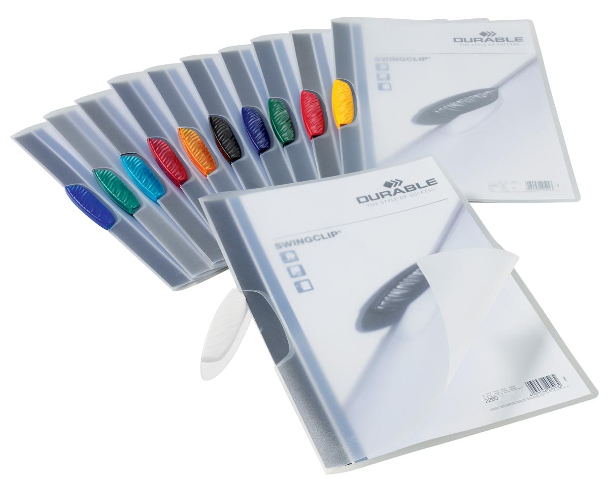 Durable klemmap Swingclip geassorteerde transparante kleuren afbeelding