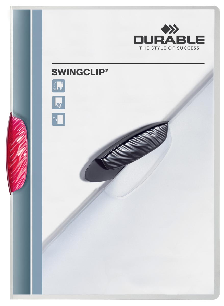 Durable klemmap Swingclip transparant rood