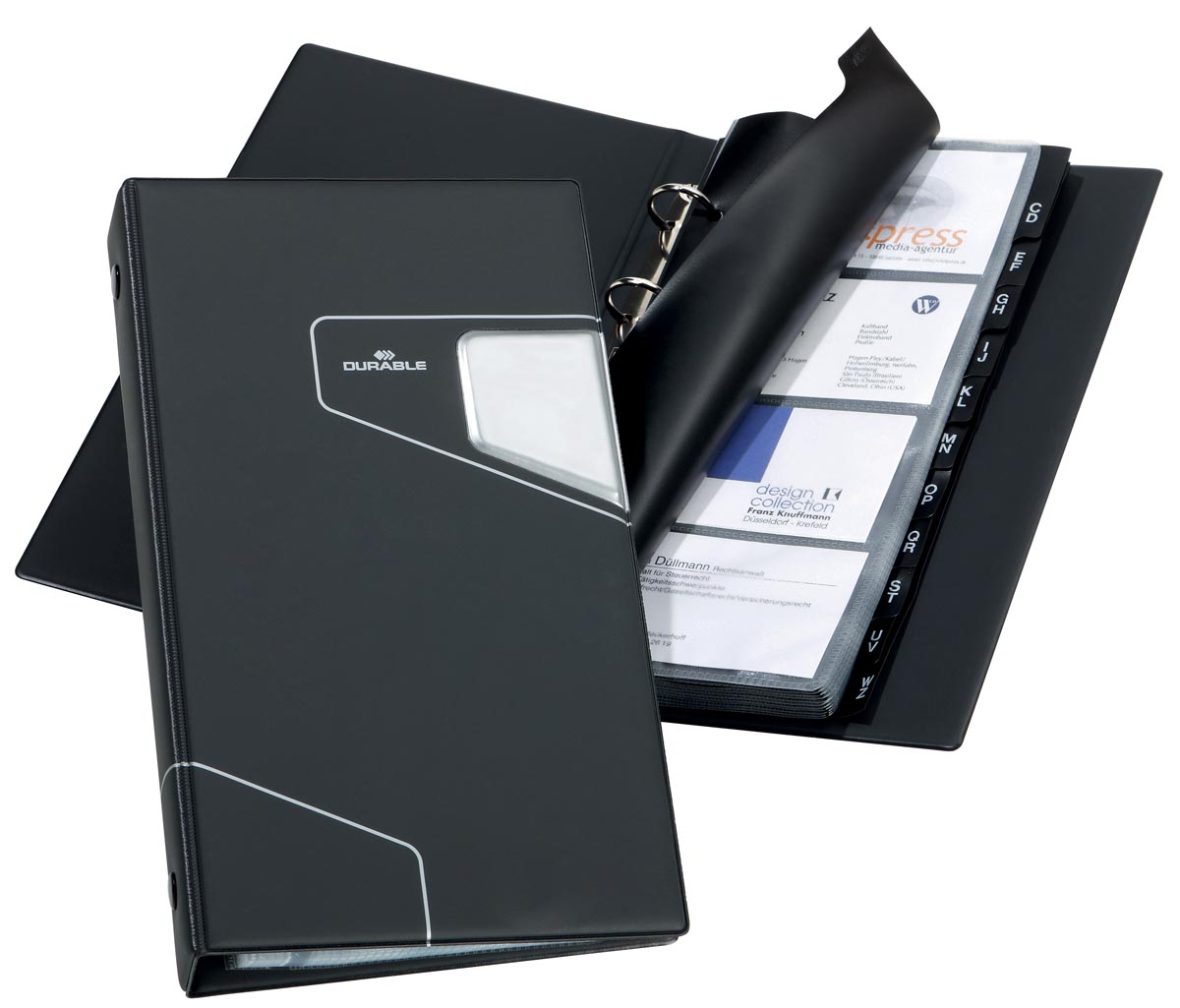 Durable Visitekaartenmap Visifix Pro, Ft 14,5 x 25,5 cm, voor 200 kaarten, zwart afbeelding