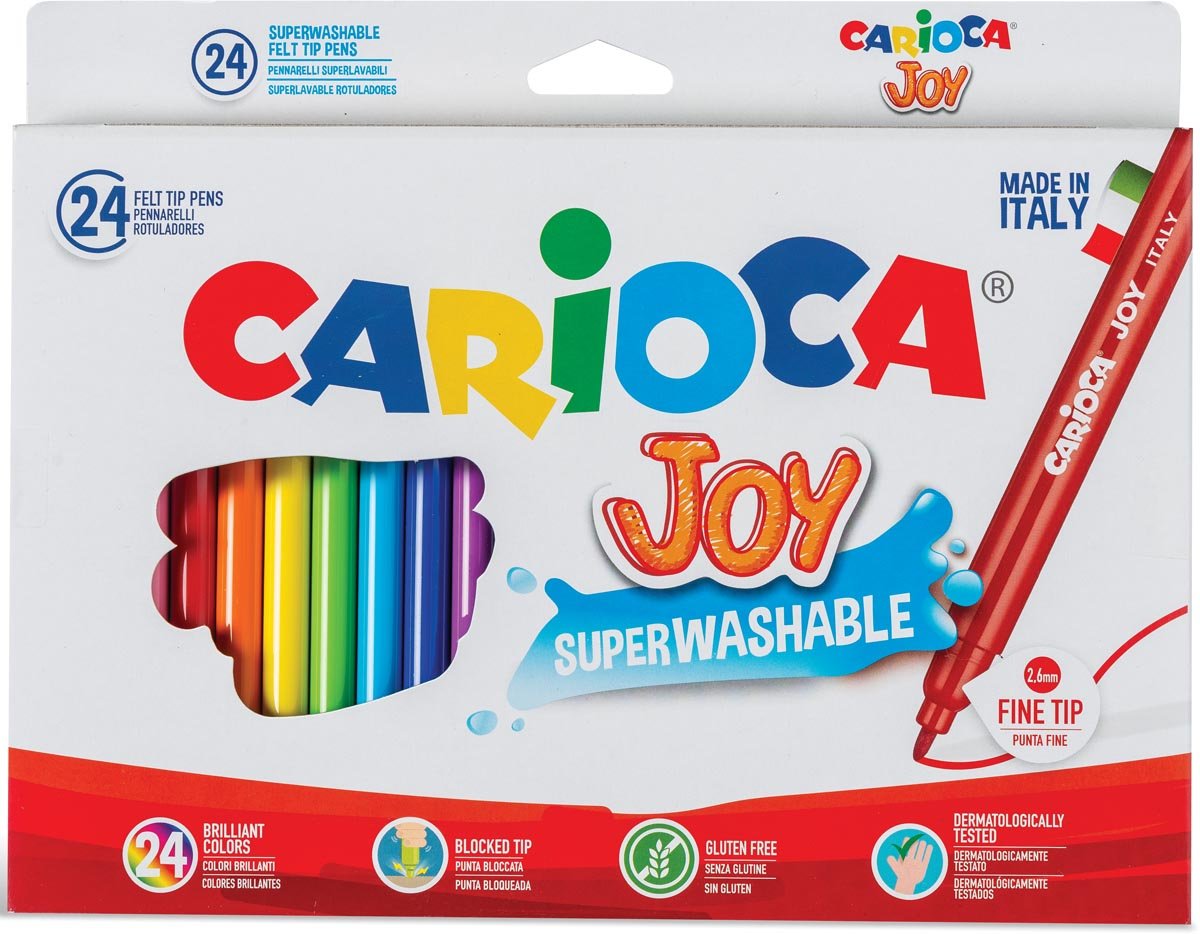 Carioca viltstift Superwashable Joy, 24 stiften in een kartonnen etui afbeelding
