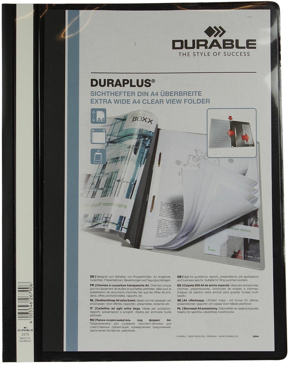 Durable personaliseerbare snelhechtmap Duraplus zwart afbeelding