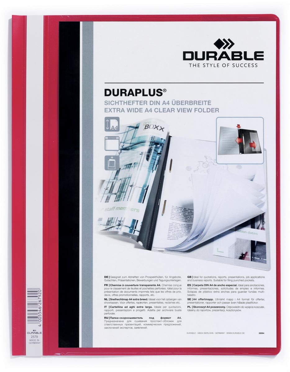 Durable personaliseerbare snelhechtmap Duraplus rood Durable personaliseerbare snelhechtmap Duraplus rood