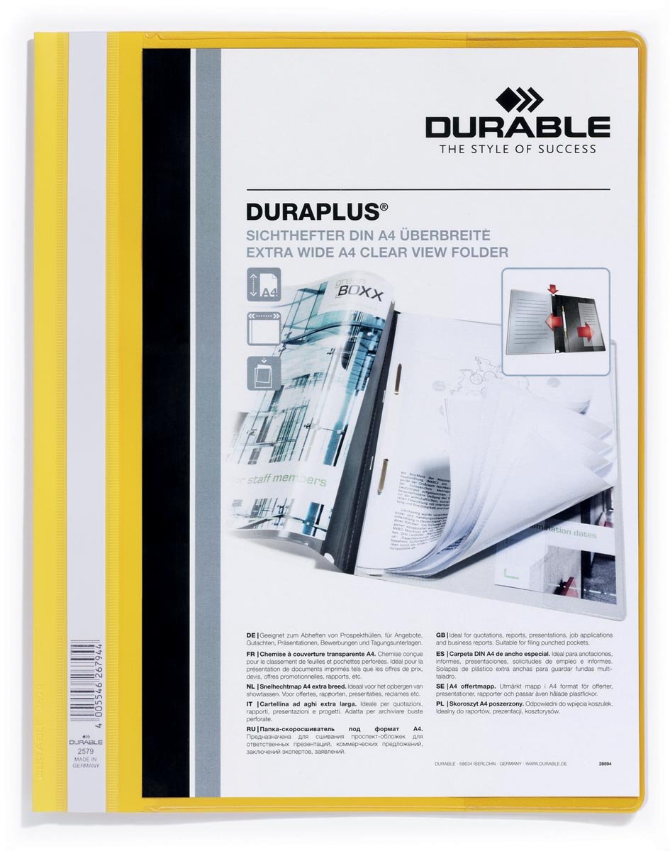 Durable personaliseerbare snelhechtmap Duraplus geel afbeelding