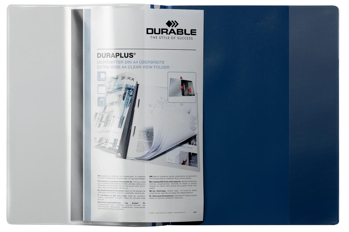 Durable personaliseerbare snelhechtmap Duraplus blauw afbeelding