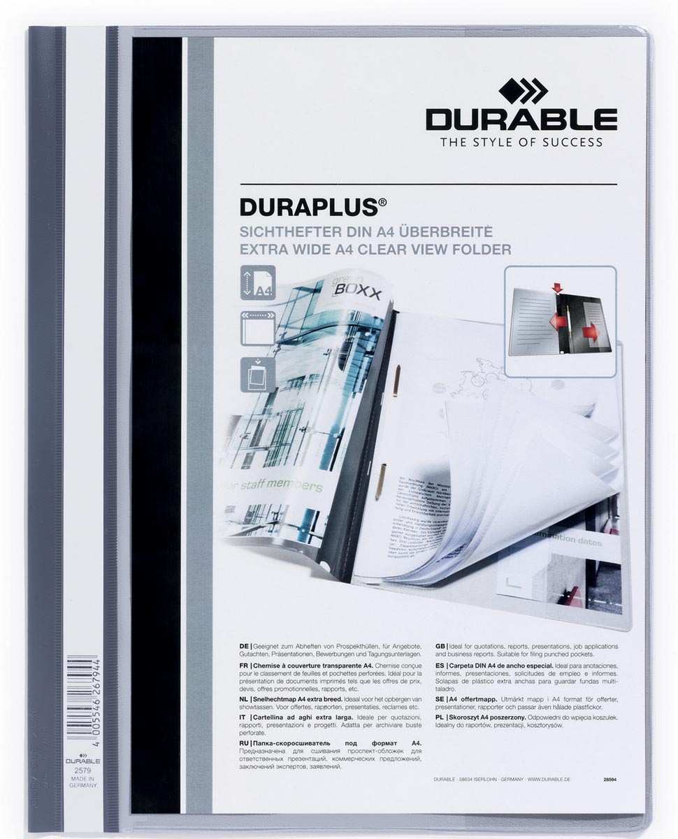 Durable personaliseerbare snelhechtmap Duraplus grijs