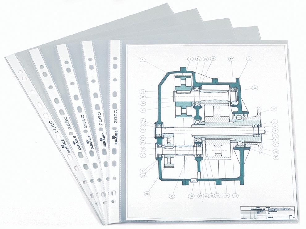 Durable geperforeerde showtas, ft A4, 11-gaats perforatie, 60 micron afbeelding