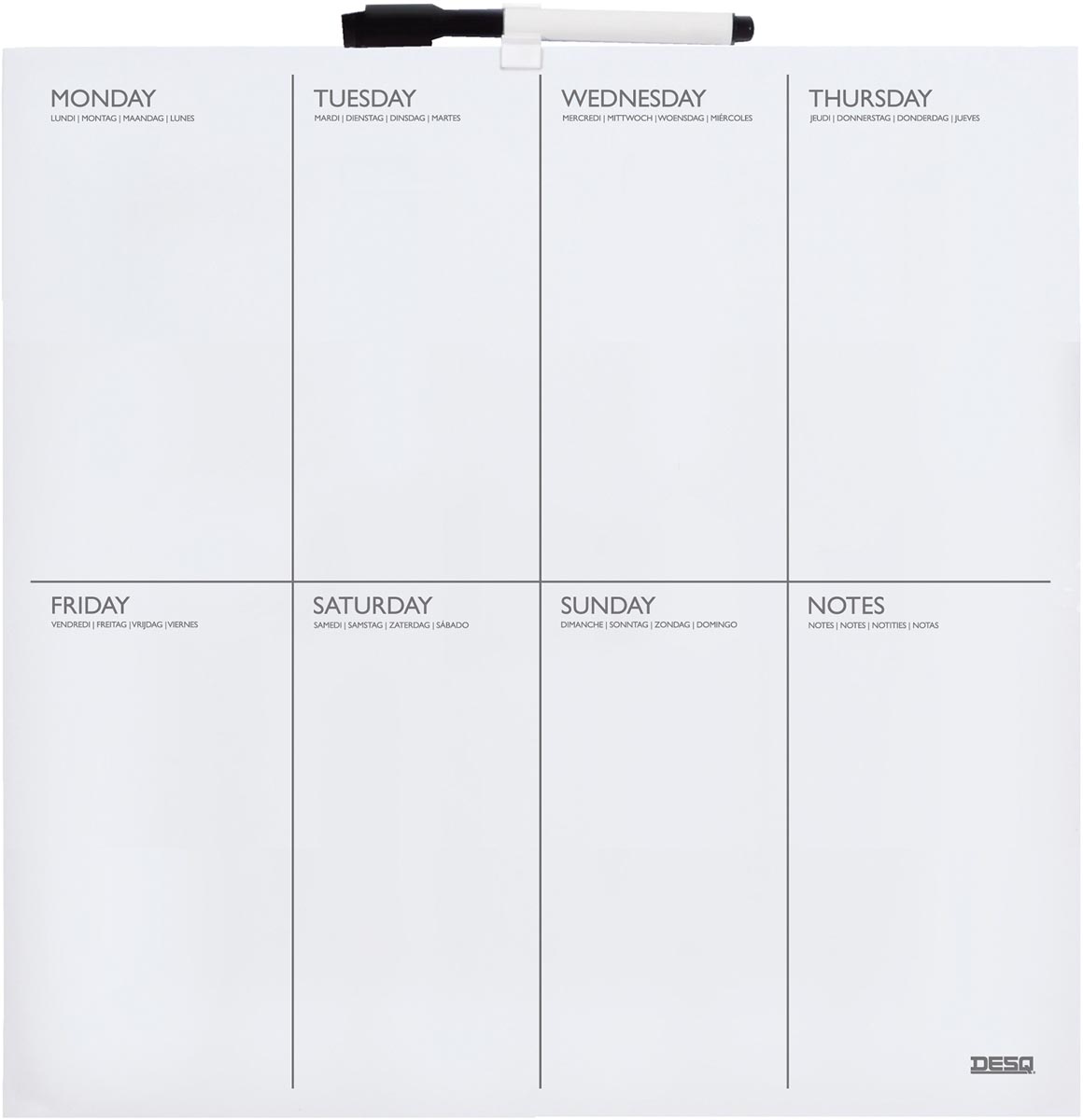 Desq frameless magnetische weekplaner, ft 35 x 35 cm Desq frameless magnetische weekplaner, ft 35 x 35 cm